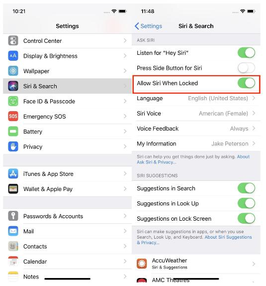 Allow Siri When Locked