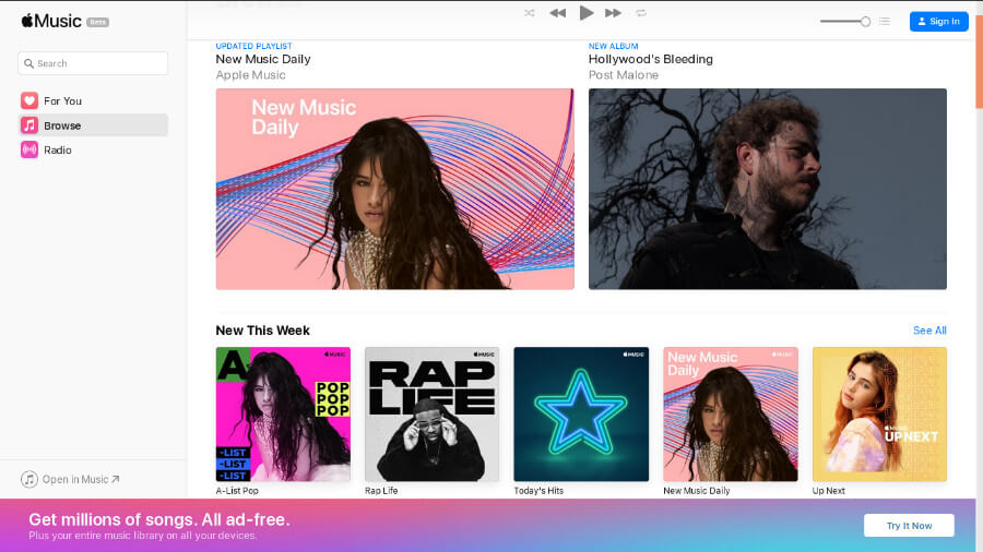 Apple Music Player Website