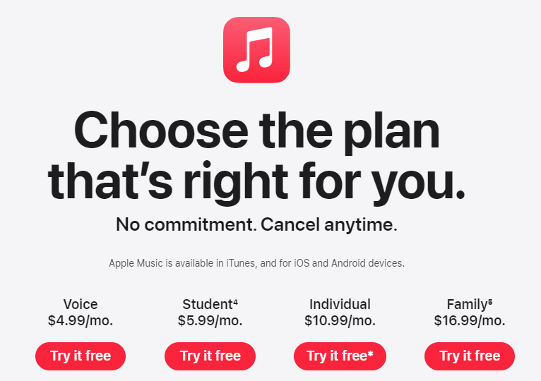 Apple Music Plans