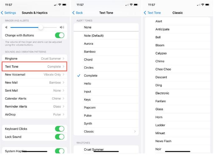 Changing Text Tone On iPhones