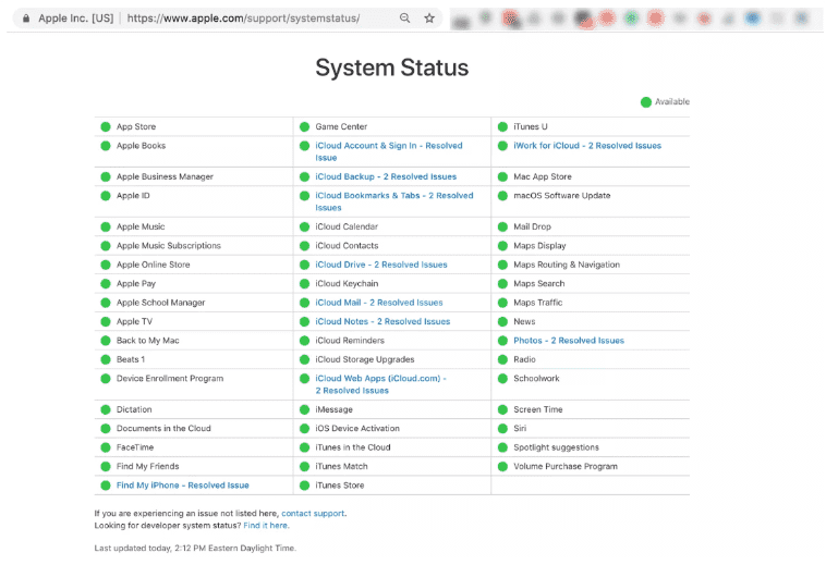 Give Your Apple System Status Page Some Checking
