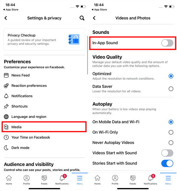 Deactivating Facebook Auto Play