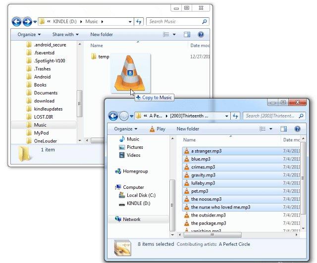 Drag The Songs To Kindle Fire Folder