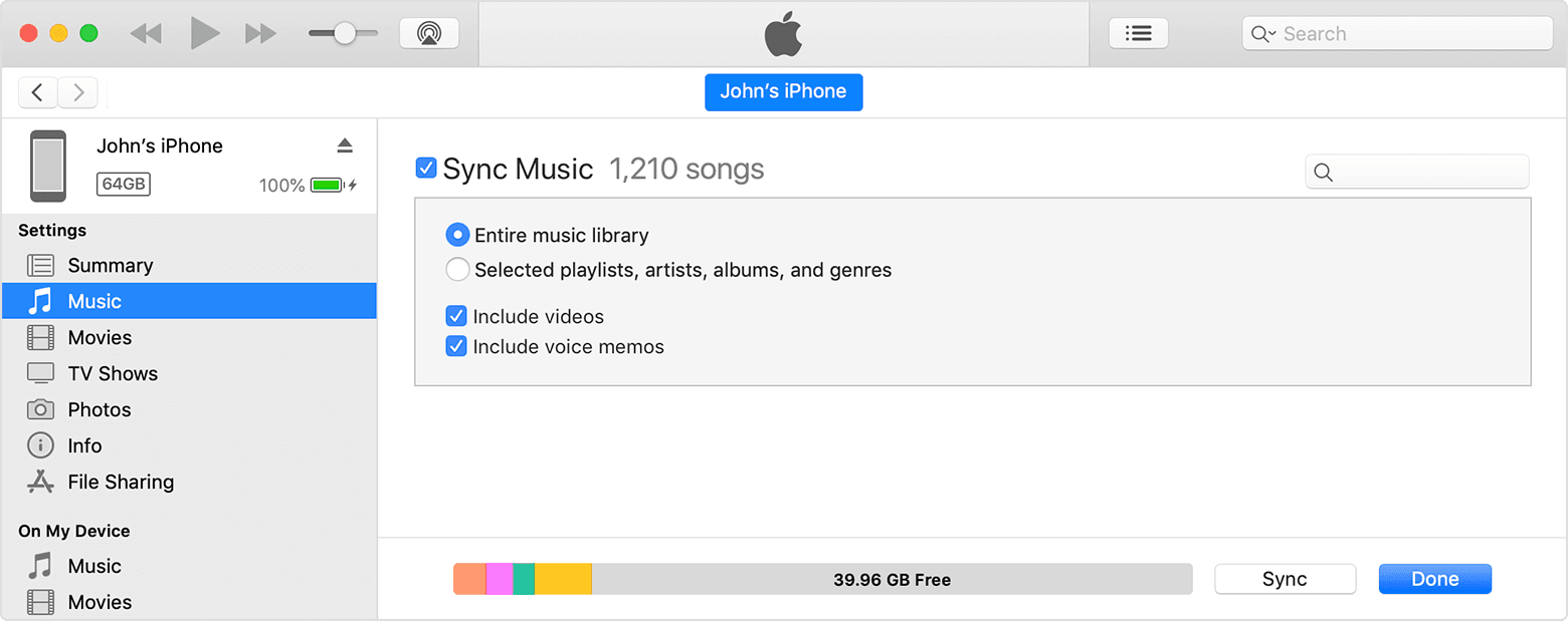 Sync The iTunes Songs