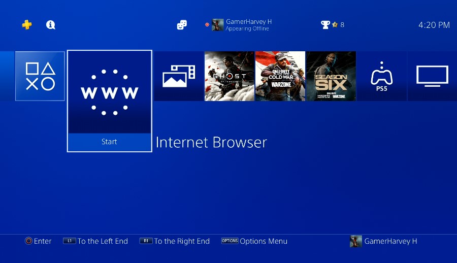 PS4 Internet Browser