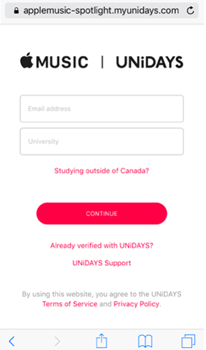 Already verified with UNiDAYS