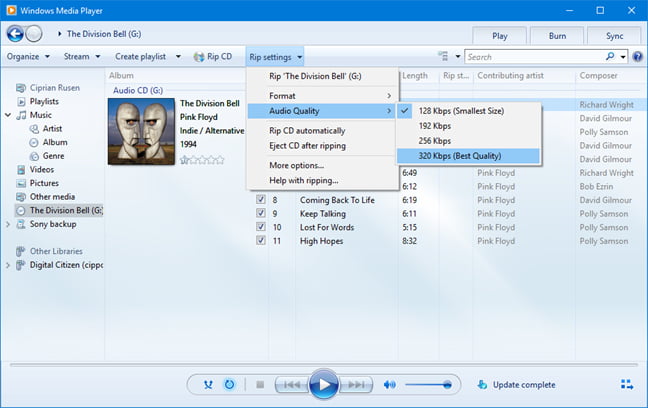 Windows Rip CD Audio Quality