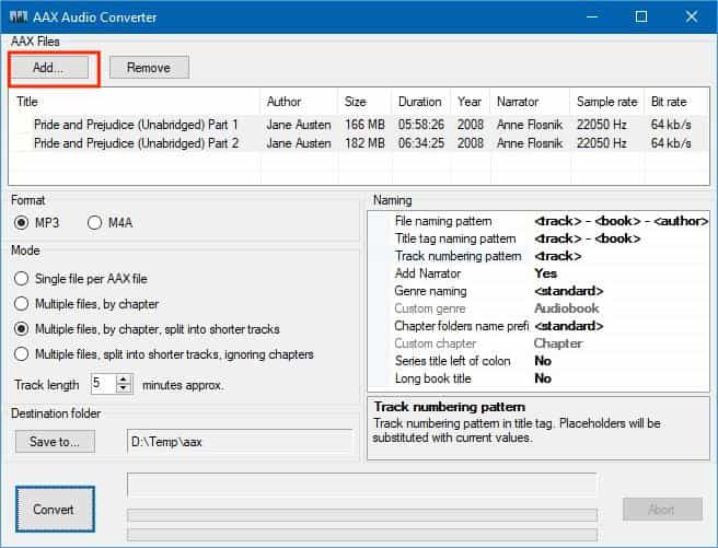 AAX Audio Converter Add Files