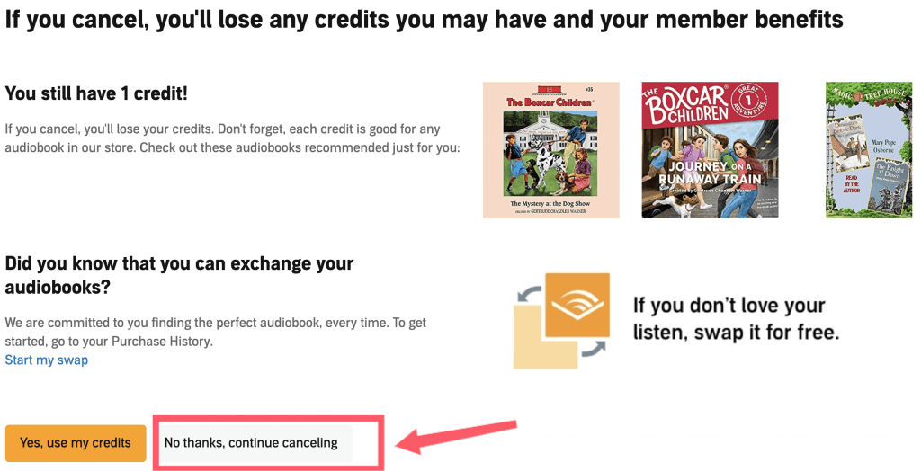 Continue Canceling Audible