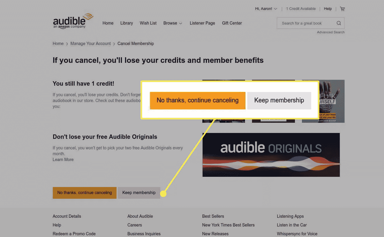 Continue Canceling Audible Membership