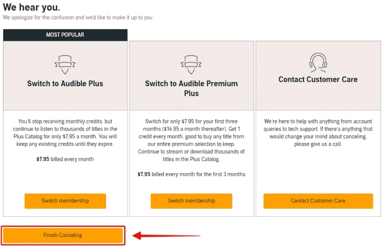 Finish Canceling Audible Membership