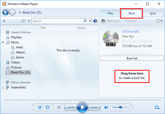 Burn the Converted Files Using Windows Media Player