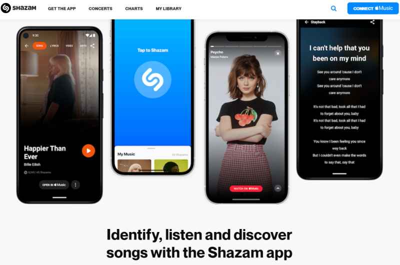 Shazam Website Home Page