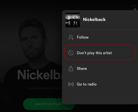 Blocking an Artist on Spotify