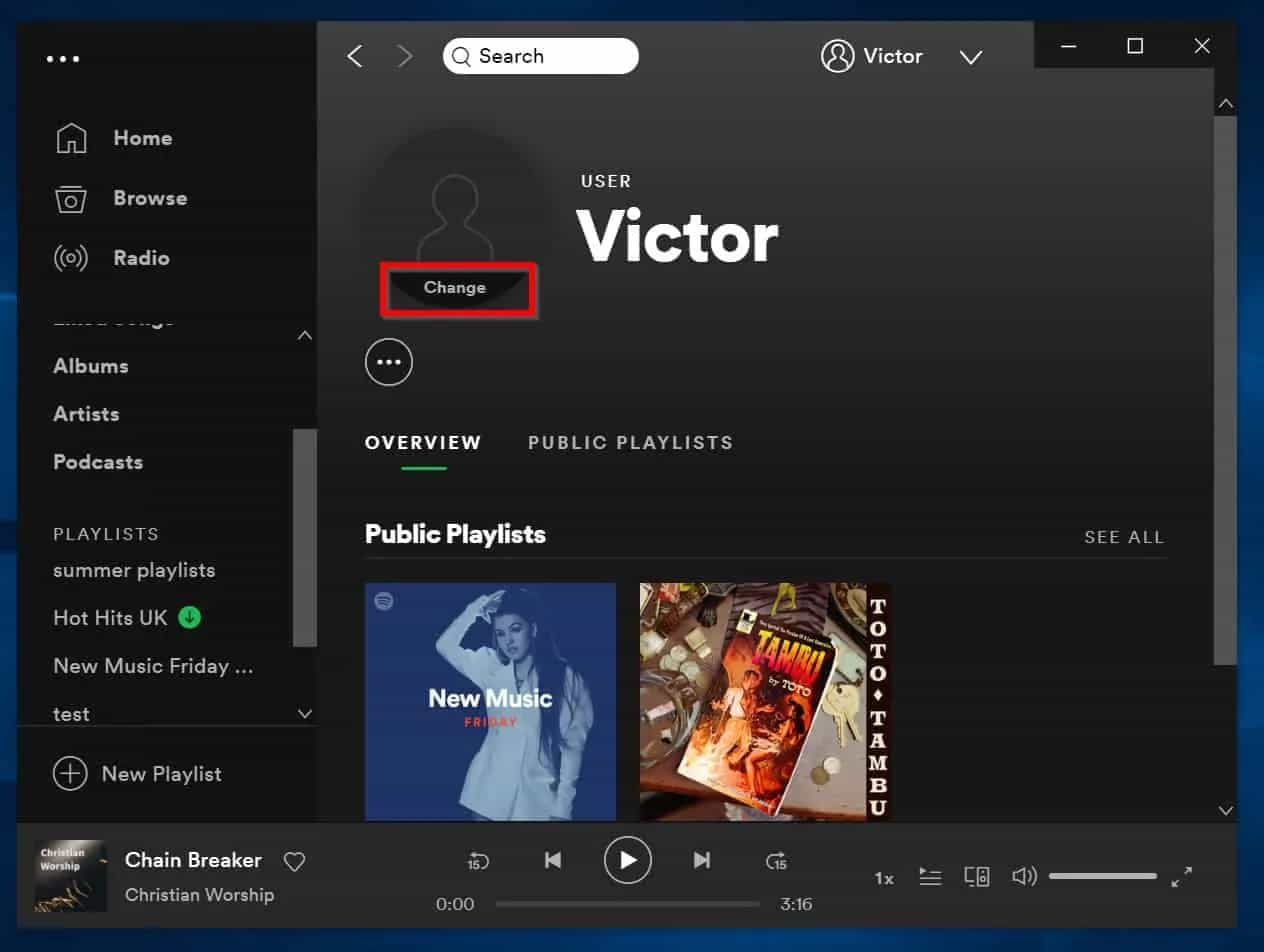 Change Spotify Profile Image