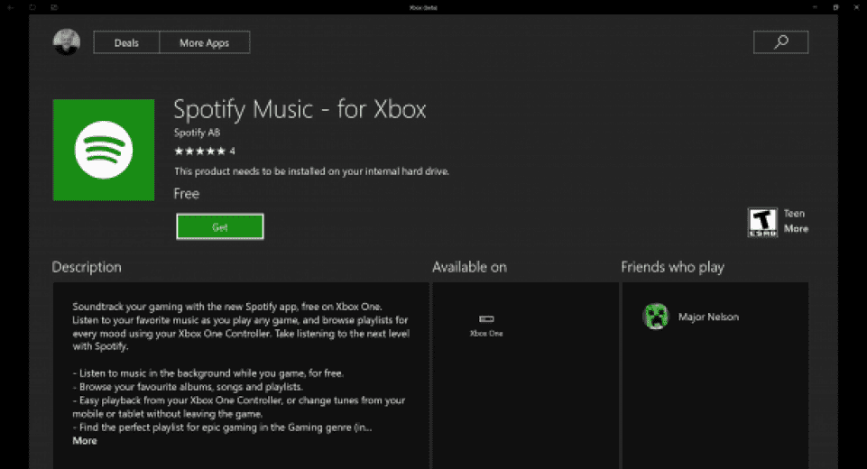 Installing Spotify App on Xbox One