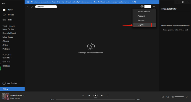 Log Out Spotify On Windows To Fix Spotify Says Offline