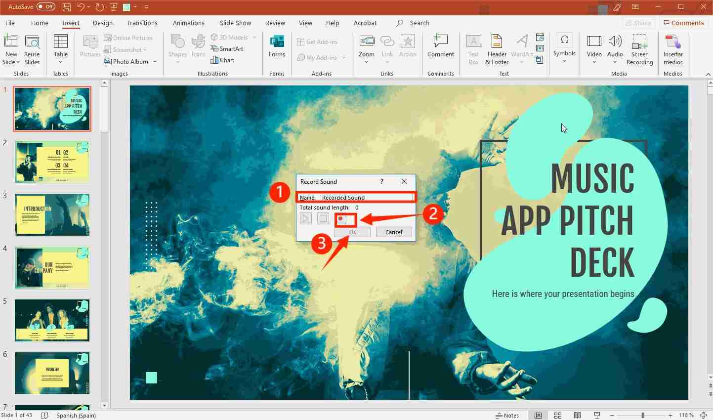 Powerpoint Recording Music