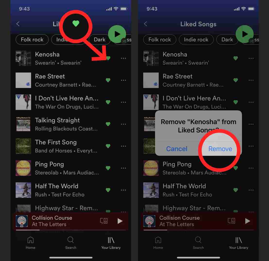 Remove Liked Song On Mobile App