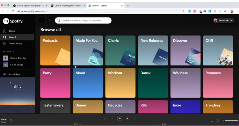 Search Spotify Web Player