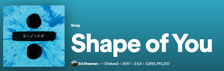 One Of The Top 10 Most Played Songs On Spotify - Shape Of You