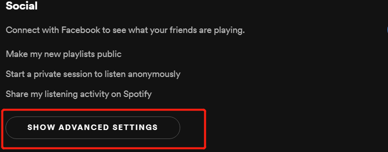 Select Show Advanced Settings to Enable Or Disable Spotify Hardware Acceleration