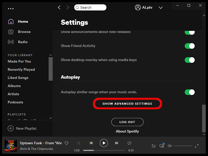 How To Stop Spotify From Opening On Startuo Windows - Show Advanced Settings