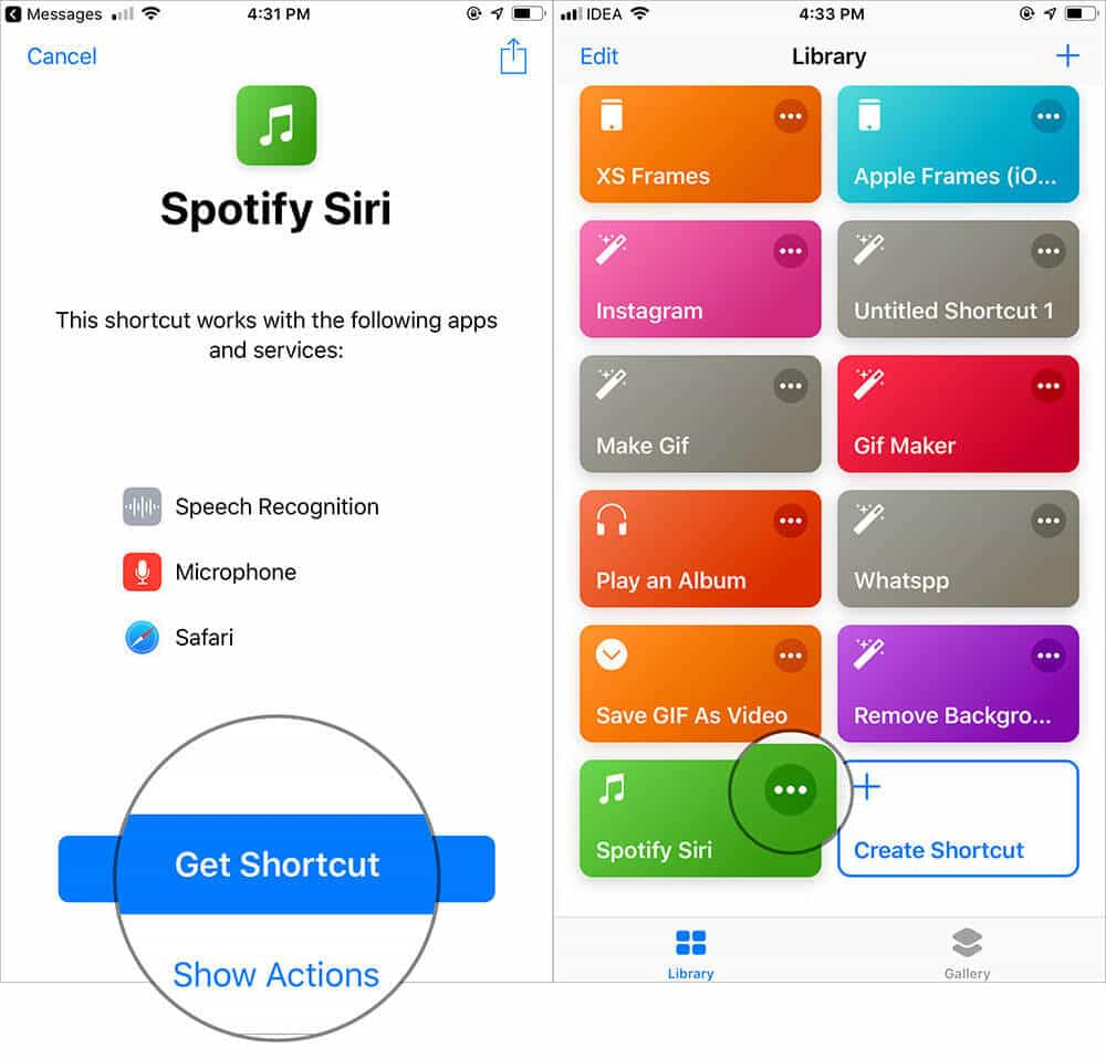 Spotify Siri Получить ярлык