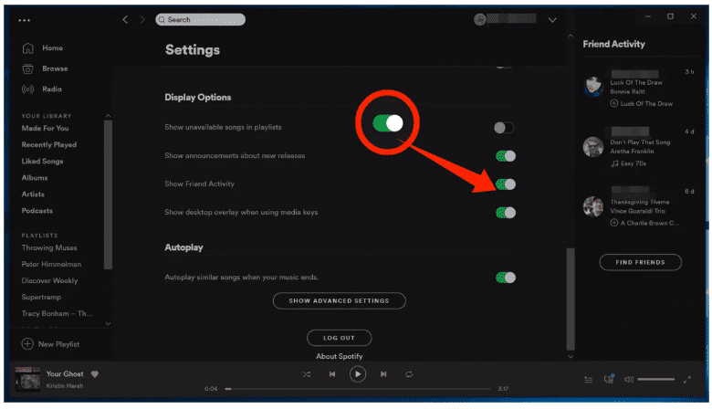 Enable Spotify Friend Activity