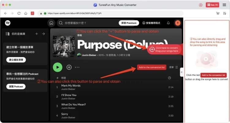 Add Streaming Music Songs to the Converting List