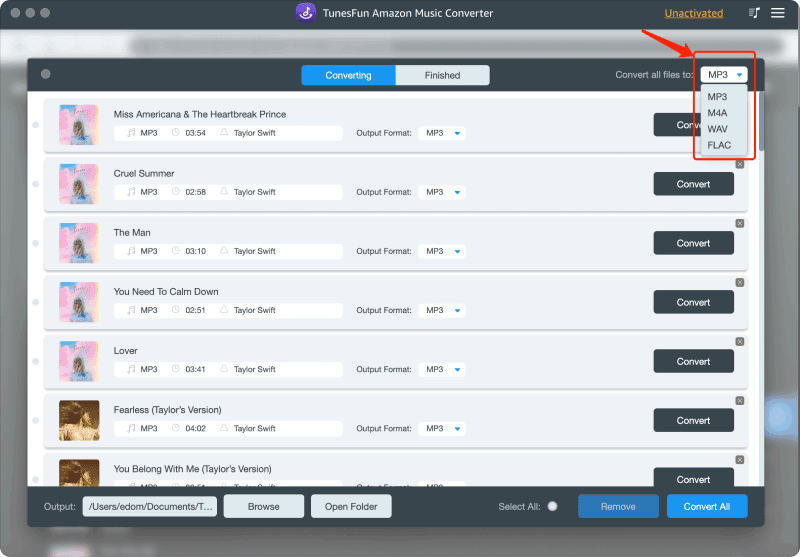 Select Output Format